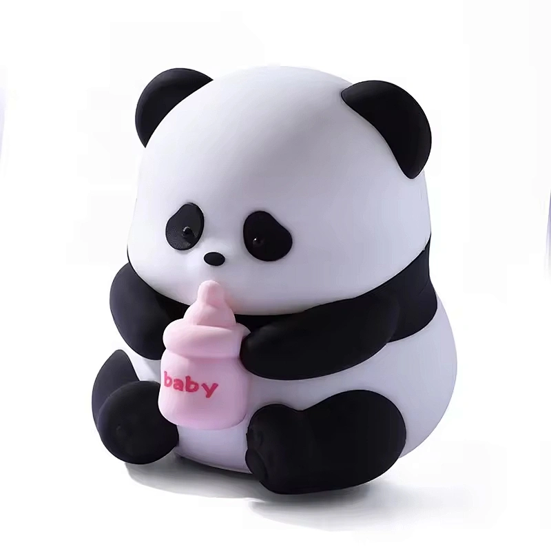 Modern Mini Panda Silicone Night Light with LED Rechargeable Touch Control & Remote Projecting for Kids Home Use