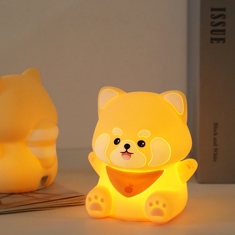 ICARER FAMILY Raccoon Style Mini Soft Silicone Night Light for Room Use