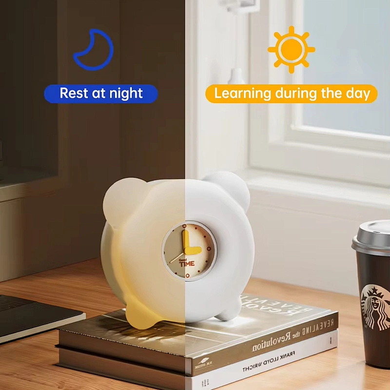 Multifunctional LED Alarm Clock Night Light Colorful Warm Lighting Mini Size Silicone Duck for Living Room Battery Powered