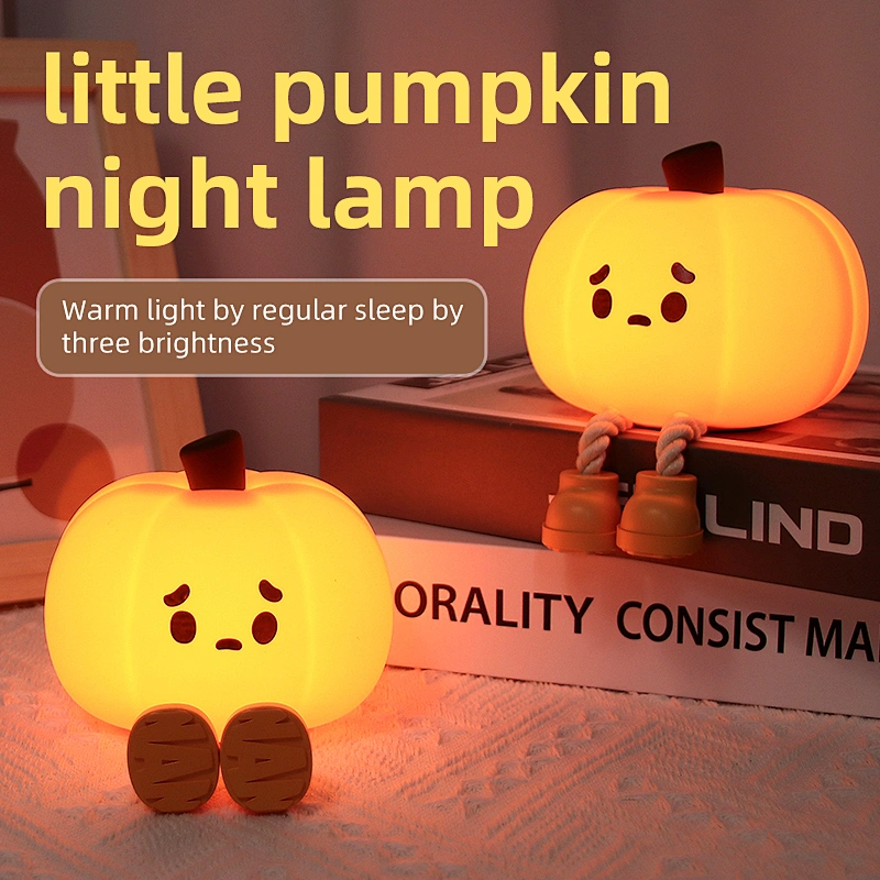 Pumpkin Night Light Creative Design Table Lamp Silicone Led Battery Plug-in Rechargeable Kids Night Light for Children