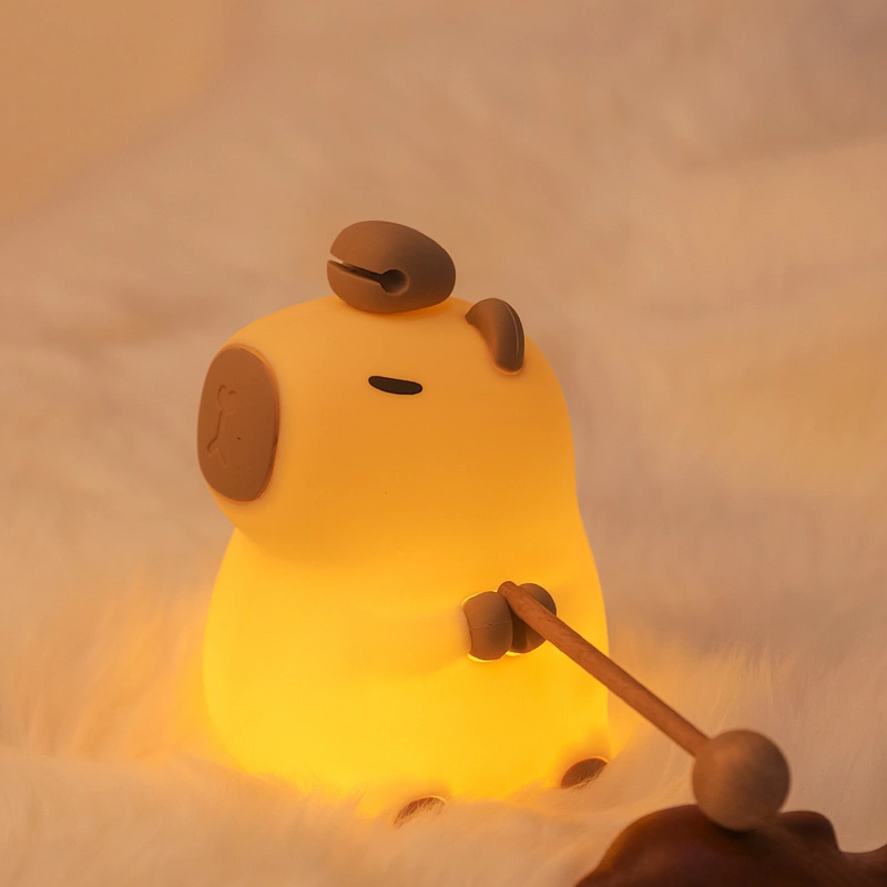 Modern Design Silicone Capivara Night Lamp Portable USB Rechargeable LED Light Source Touch Control Animal Lamp for Bedroom
