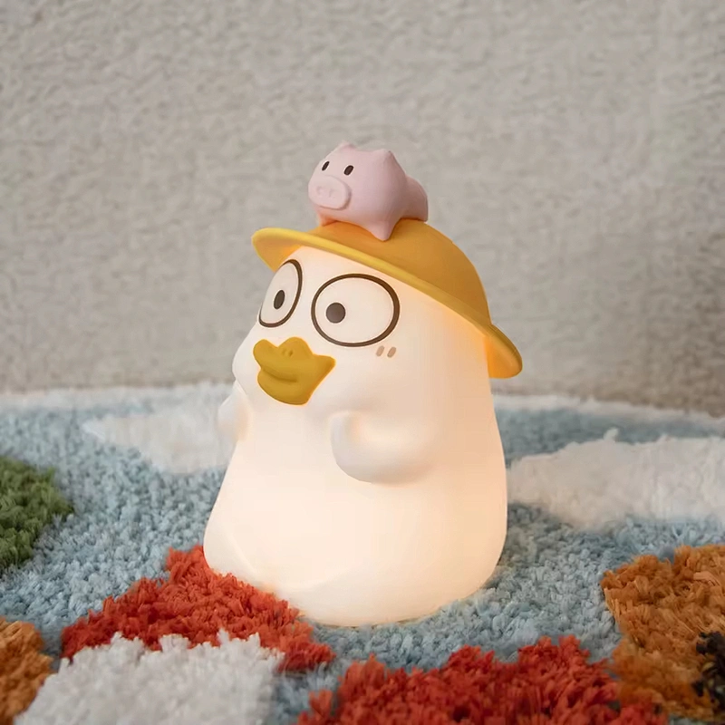 Cute Duck Bed Room Decoration Pat Control Animal Silicone Night Light Home Bedside Nursing Animal Night Light for Kids Baby