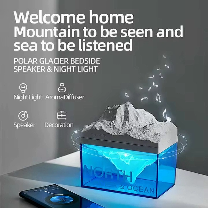 Polar Ice LED Night Light with Built-in Sleeping Speaker Soft Light and Music Office Lamp