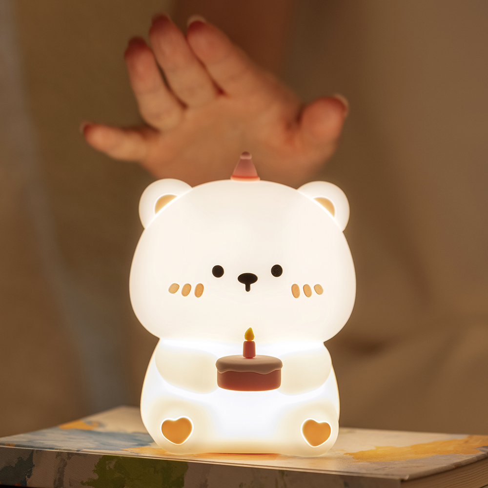 The Silicone Cake Bear Patted the Night Light Cute Timing Three Levels Dimming with Holiday Gift Bedroom Atmosphere Light