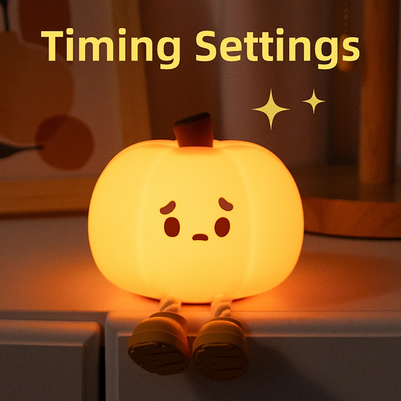 Pumpkin Night Light Creative Design Table Lamp Silicone Led Battery Plug-in Rechargeable Kids Night Light for Children