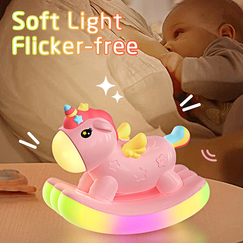ICARER FAMILY Factory New Products Led Rocking Horse Lamp Desktop Kawaii Cute Lamp and a Decoration for Bedroom