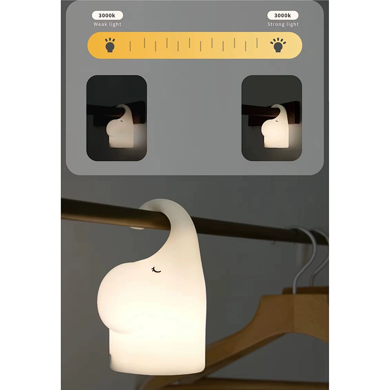 Elephant Tap Lamp Silicone Night Light for Kids Gift Set With Cute Animals Design Night Lamps for Bedroom Use