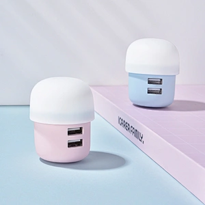 5V 2.4A Mushroom Design Two Output Phone USB Charger for LED USB Wall Charger