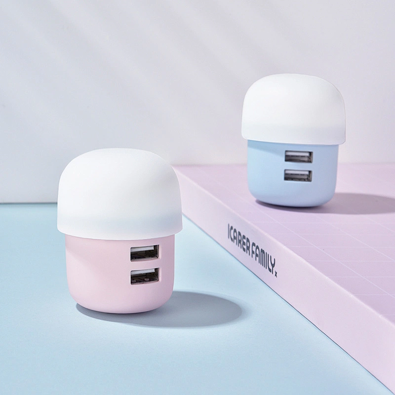 5V 2.4A Mushroom Design Two Output Phone USB Charger for LED USB Wall Charger