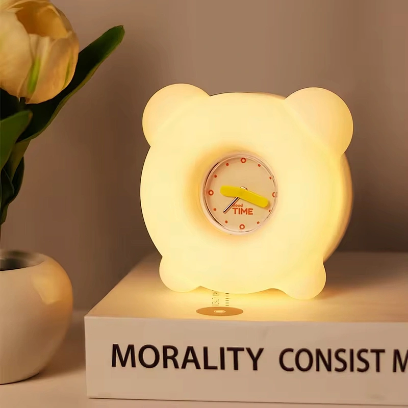 LED Alarm Clock Night Light for Kids Cute Minimalist Design with Warm White Light Projector Timer Night for Bedroom Christmas