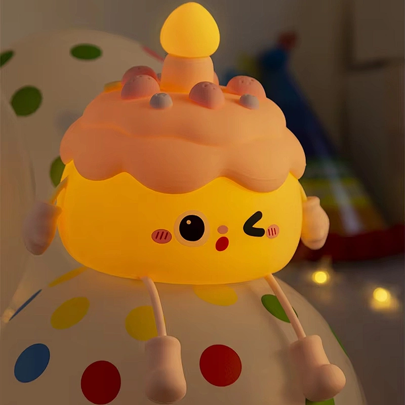 Modern Creative Silicone Candle Cake Night Light USB Charging Soft LED Desk Lamp with Touch Control for Home Decor Atmosphere