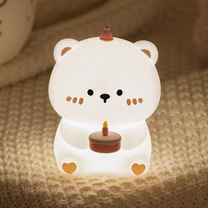 Cake Bear Nightlight Bedroom Sleep Light Baby Nursing Eye Care Pat Bedside Lamp Children's Birthday Gift Girl