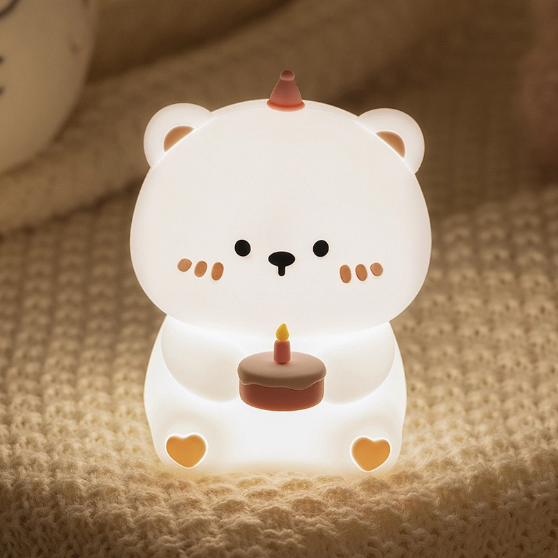 Cake Bear Nightlight Bedroom Sleep Light Baby Nursing Eye Care Pat Bedside Lamp Children's Birthday Gift Girl
