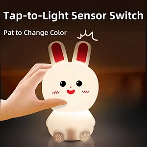 Kawaii Rabbit Bedroom Desk Lamp Home Decoration Lighting USB Remote Control Led Silicone Animal Night Light for Kids Baby
