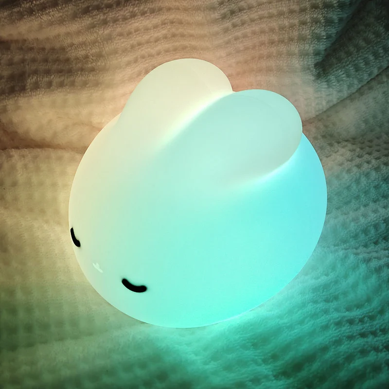 Mini Cute Rabbit Night Light Colorful Lighting Mode USB Rechargeable Desk Lamp for Bedroom RoHS FCC Certified Input Voltage DC5V