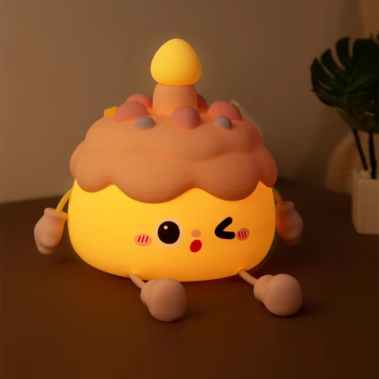 Modern Creative Silicone Candle Cake Night Light USB Charging Soft LED Desk Lamp with Touch Control for Home Decor Atmosphere