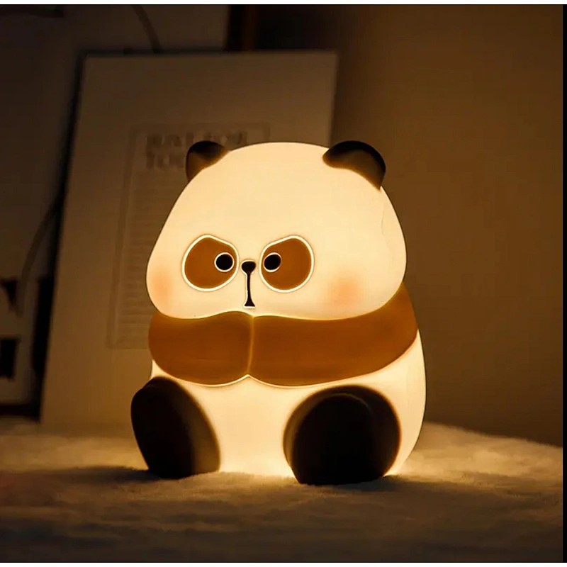 Cute Panda Tap Control Silicone Night Light for Kids Bedroom Table Room Decoration Custom Baby Light for Children