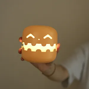 Christmas Gift Cute Halloween Decorative Table Lamp Rechargeable Night Lamp Pumpkin Cartoon Bedside Ghost Night Light for Kids