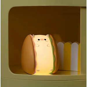Pig Shaped Hamburger Night Light Soft LED Lamp USB Rechargeable for Home Use Touch Light