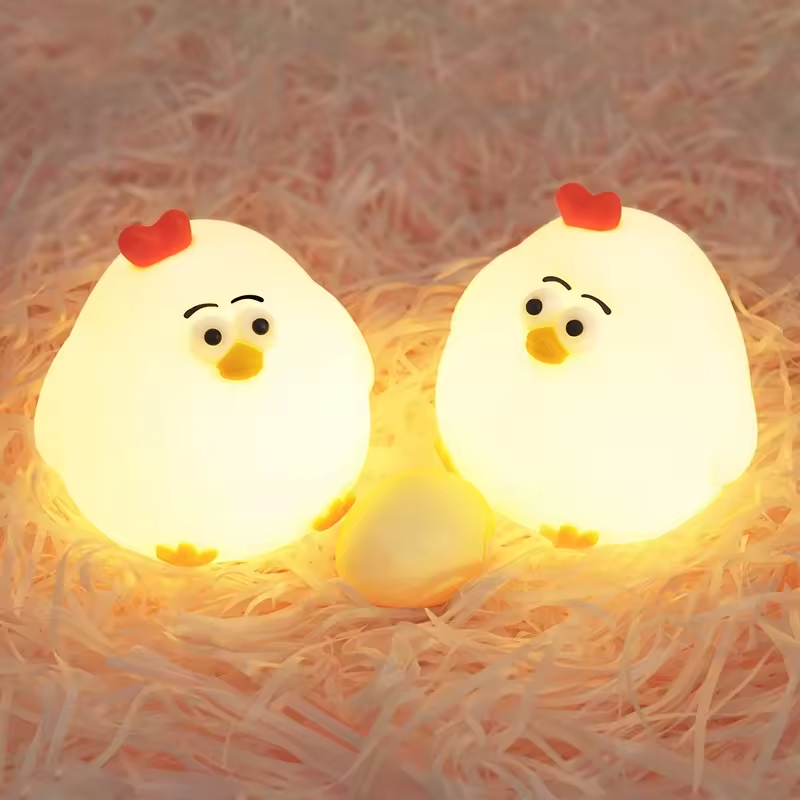 Soft Silicone Cuckoo Chicken Sleeping Night Light USB Rechargeable LED Lamp for Children