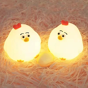 Soft Silicone Cuckoo Chicken Sleeping Night Light USB Rechargeable LED Lamp for Children