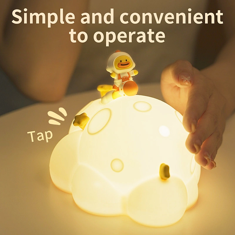 ICARER FAMILY Modern Rechargeable LED Night Light Warm White Silicone Duck Shape Sensor USB Rechargeable Night for Kids