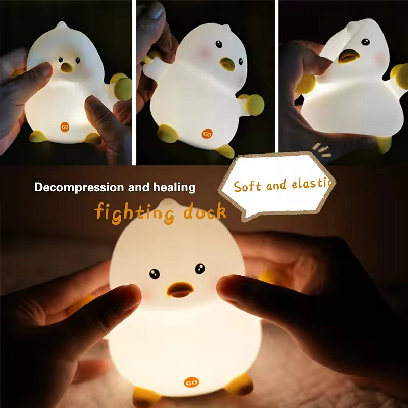 Cute Duck Tap Control Baby Kids Toys Tap Rechargeable Led USB 1200mAh Battery Silicone Animal Night Light for Bedroom Decoration