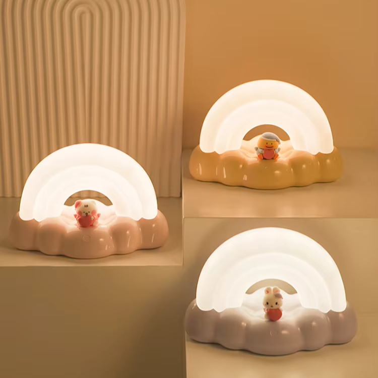 ICARER FAMILY Sleeping rainbow Night Light, Soft Silicone Night Light for Kids Room Bedroom