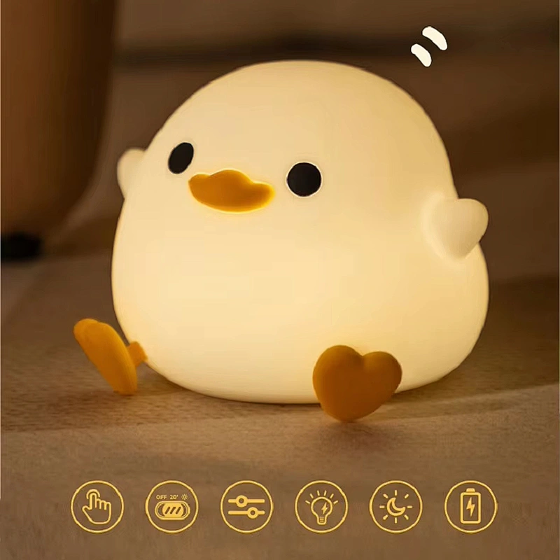 Silicone Duck Night Light Rechargeable Silicon Duck Lamp Smart Bedside Led Night Light for Kids Use Bedroom
