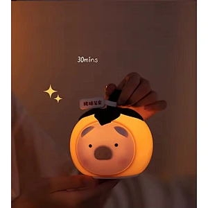 Creative Pig Persimmon Patting Light  Soft Silicone LED Mood Lamp  USB Rechargeable