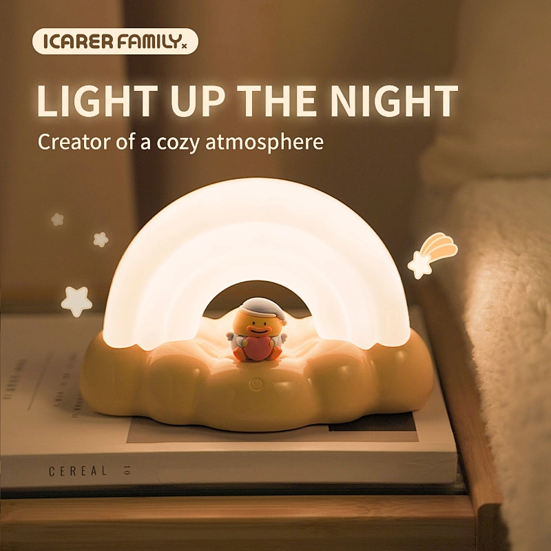 ICARER FAMILY Smart Night Light Smile Rainbow Desk Lamp for Home 5V Battery Night Light