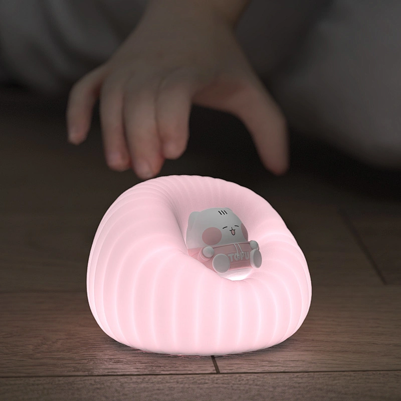 ICARER Family Kawaii LED Night Lights Modern USB Rechargeable Silicone Night Lamp Home Decor for Kids Children Babies