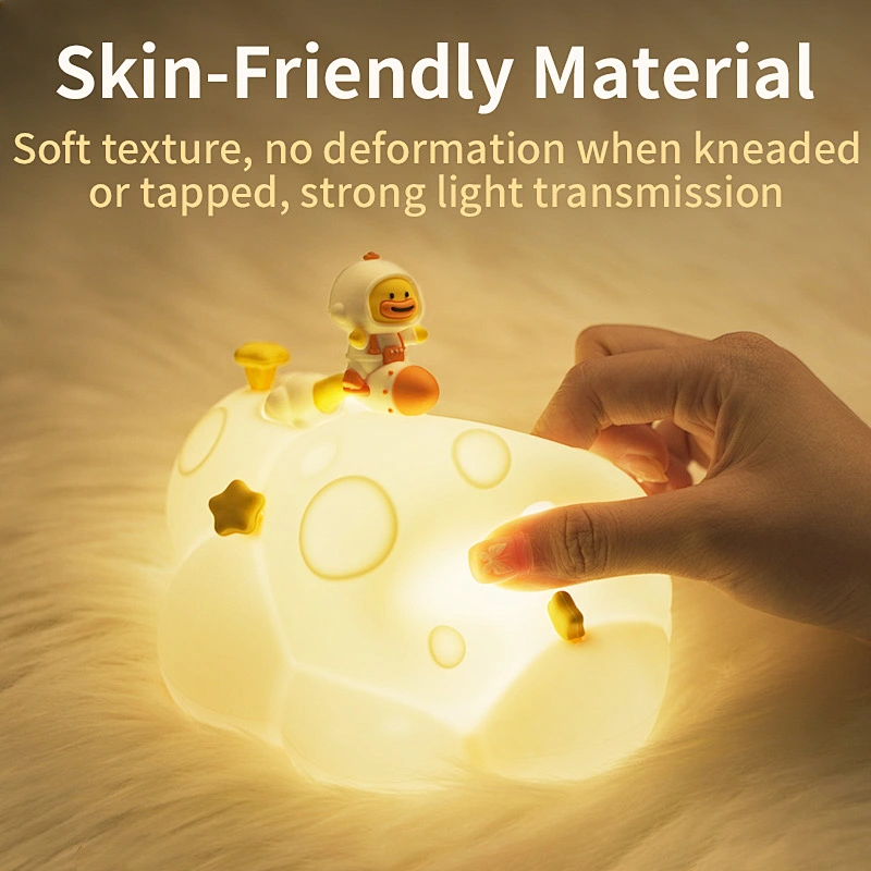 ICARER FAMILY Charging Bedroom Bedside Lamp with Sleeping Lamp Cute Silicone Planet Pat Night Light Lamp for Children
