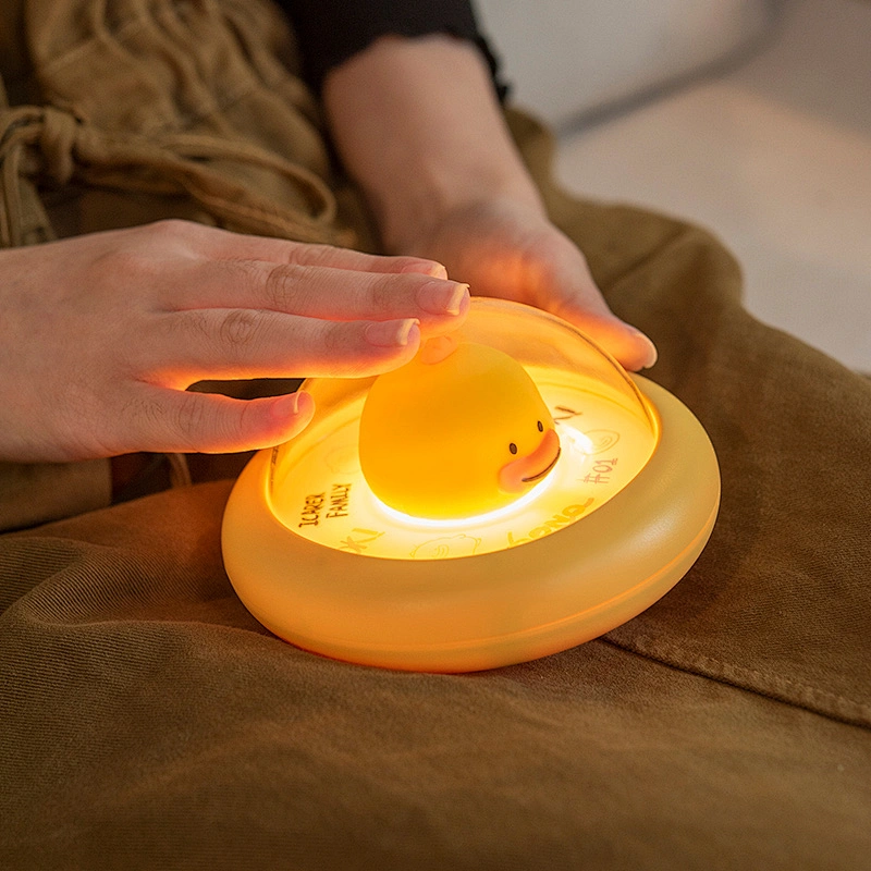 ICARER FAMILY Cute Duck Night Light Bedside Smart Night Light Silicone Touch Rechargeable Animal Night Light Lamp for Kids