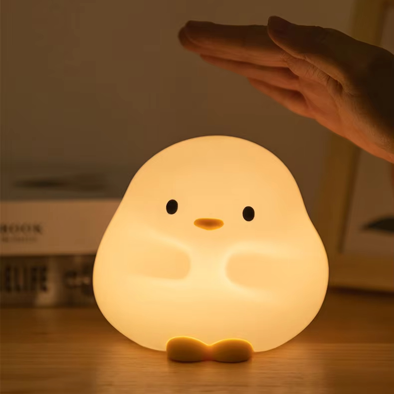 Cute Duck Led Silicone Soft Night Light for Kid Children Bedroom Bedside Table Lamp USB Rechargeable MINI Baby Nursery Light