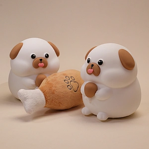 Interactive Mini Dog Lamp Traditional Design LED Light Colorful Warm White Emitting Power Battery Made Silicone Kids Adults