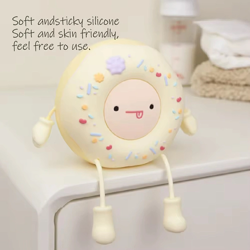 Colorful Flower Donut Pat Lamp Soft Silicone Rechargeable LED Night Light Girls' Bedroom USB Power Birthday Christmas Gift