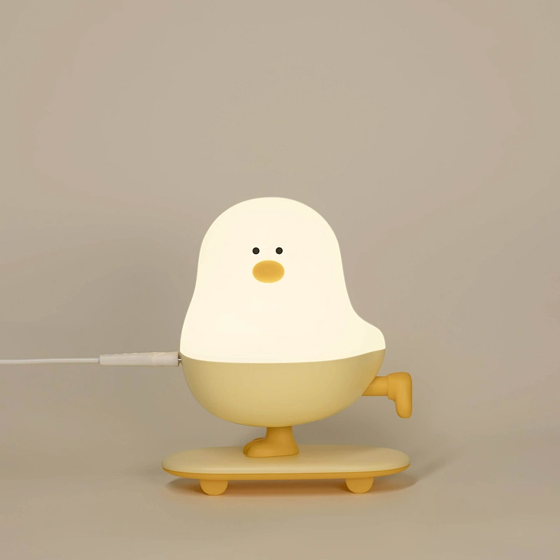Cute Small Slippery Chicken Night Light USB Rechargeable LED Silicone Lamp for Kids Room Touch Night Light