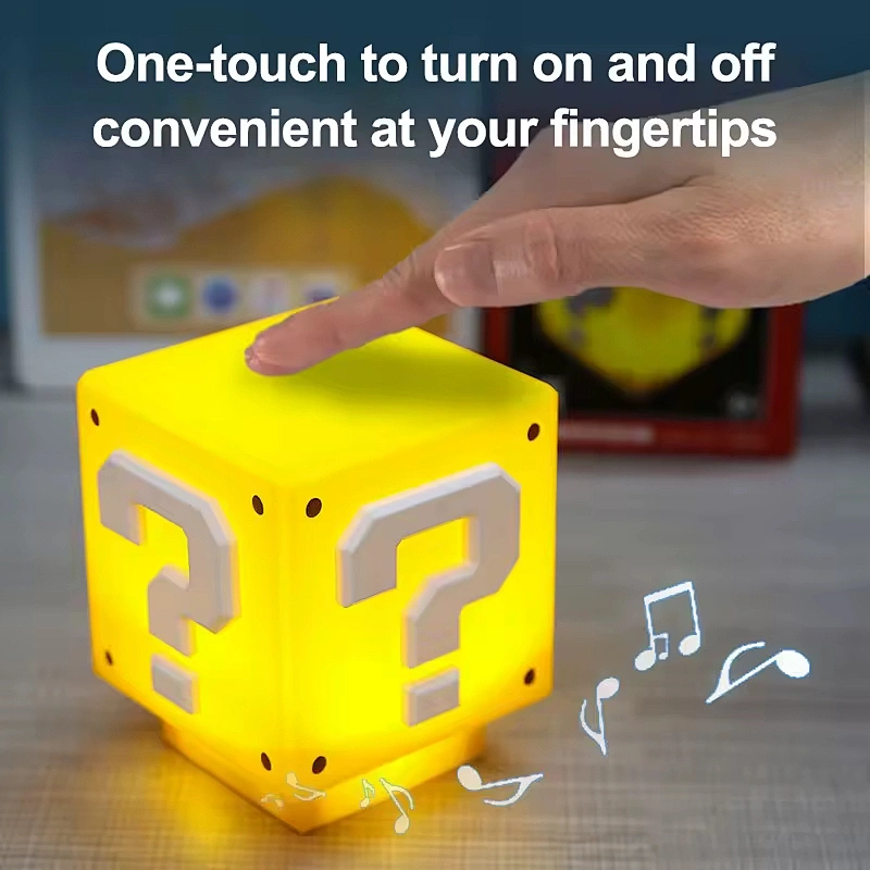 Wholesale Super M Question Mark Block Yellow LED Lamp Light Small Square Night Table Lamp USB Charging Bedroom Lamp Voice