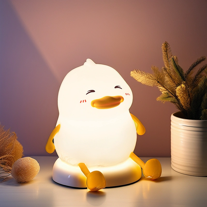 Cute Birthday Gift Christmas Present Duck Tap Control Squeezed Toy Silicone Night Light Lamp for Bedroom Home Decor