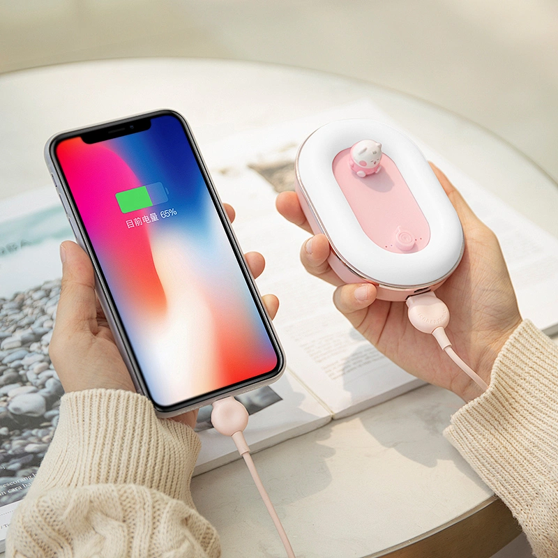 ICARER Family New Arrival Mini Cute Hand Warm With LED Light Design 8000mAh Power Bank