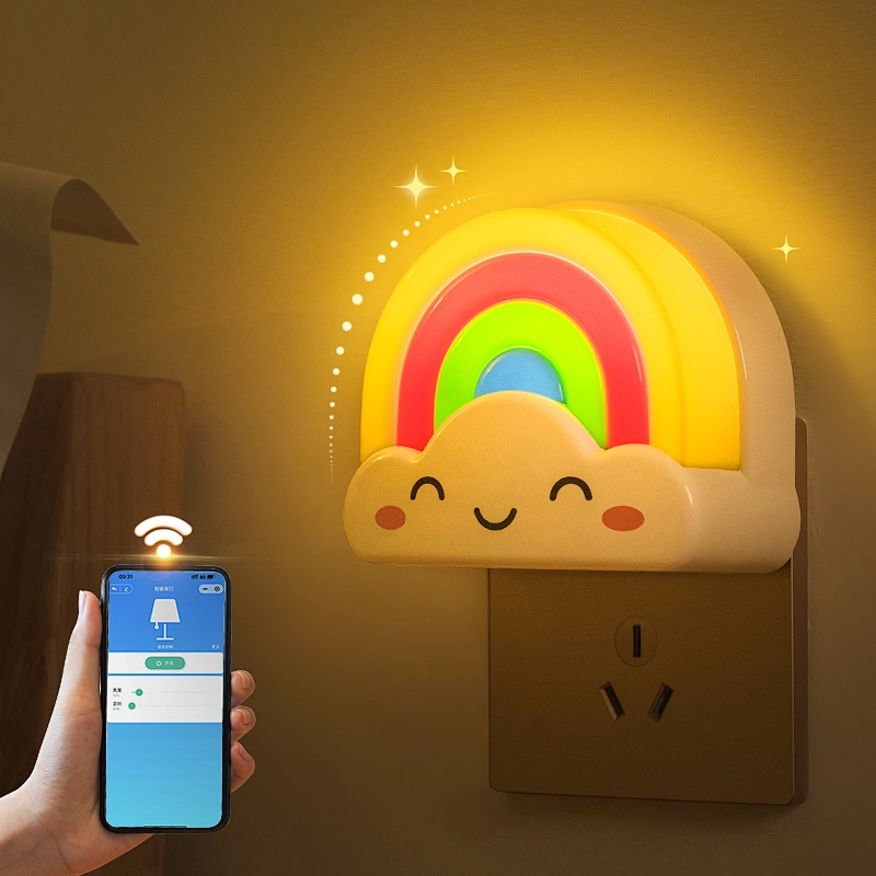 Modern & Cute Rainbow LED Sensor Night Light for Kids USB Powered Gift for Kids' Bedroom or Home Made of Silicone