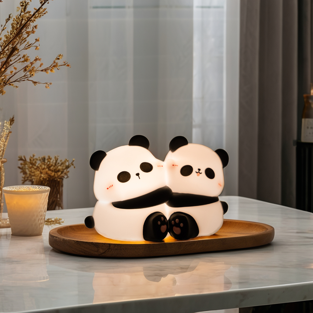 1200mAh Panda Shape Cute Rechargeable Animal Silicone Night Light Bed Lamp for Kids Baby Children