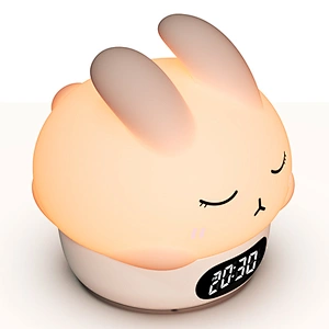 ICARER FAMILY Alarm Clock Night Light Kids Night Light Wake up Timer Silicone Rabbit Bunny Led Children Night Light