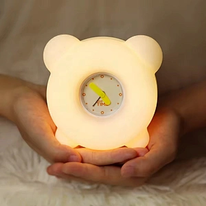 LED Alarm Clock Night Light for Kids Cute Minimalist Design with Warm White Light Projector Timer Night for Bedroom Christmas