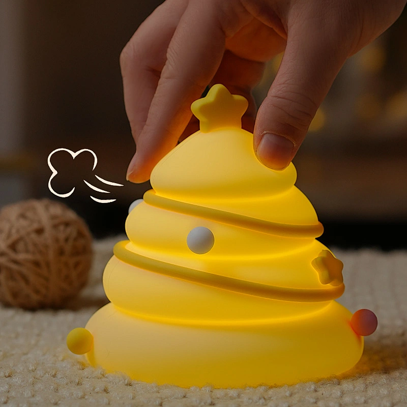 Factory Direct Sales Cute Christmas Tree LED Night Light Soft Silicone Mini Lamp for Kids' Sleep Home Use Christmas Gifts