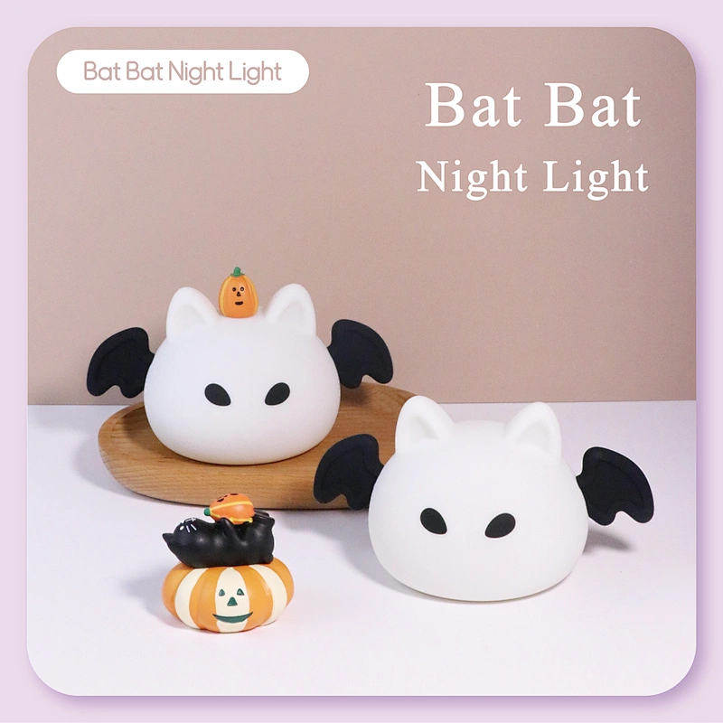 Silicone Bat Night Light  LED Light-Up Toy for Kids Mini Night Lamp for Children's Room Decorative Lighting Bedside Toy for Baby