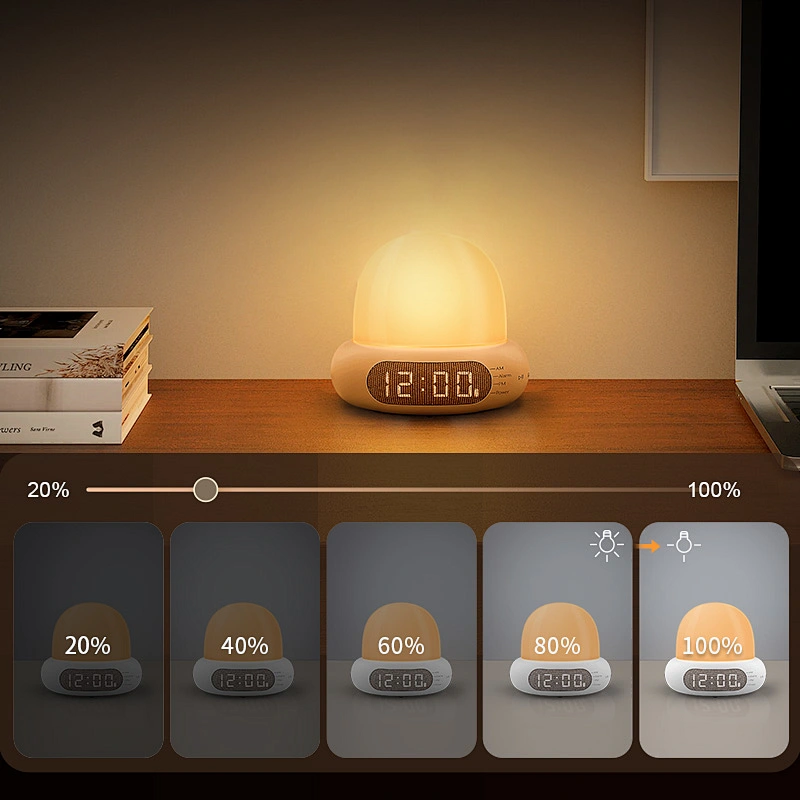 ICARER FAMILY RGB White Noise Led Table Children Night Lights Alarm Clock Sleeping Bedroom Rechargeable Night Light