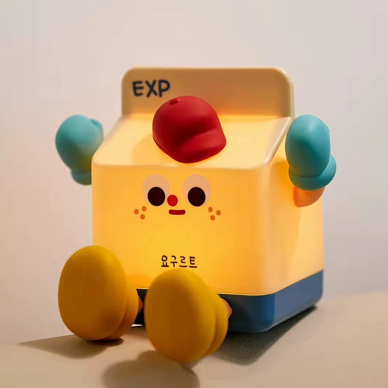 Kawaii Anime Milk Box Phone Holder Unique Home Room Decoration Led Table Lamp Tap Baby Sleep Night Light for Kids Room