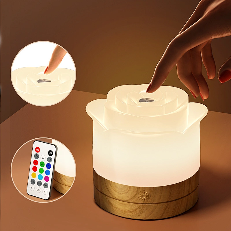 LED Night Light Rose Mini Desk Lamp for Home Children Gift